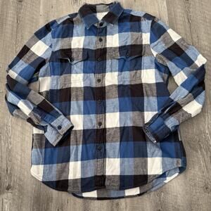 American Eagle Outfitters Flannel Shirt Mens Large Blue Buffalo Plaid Pockets